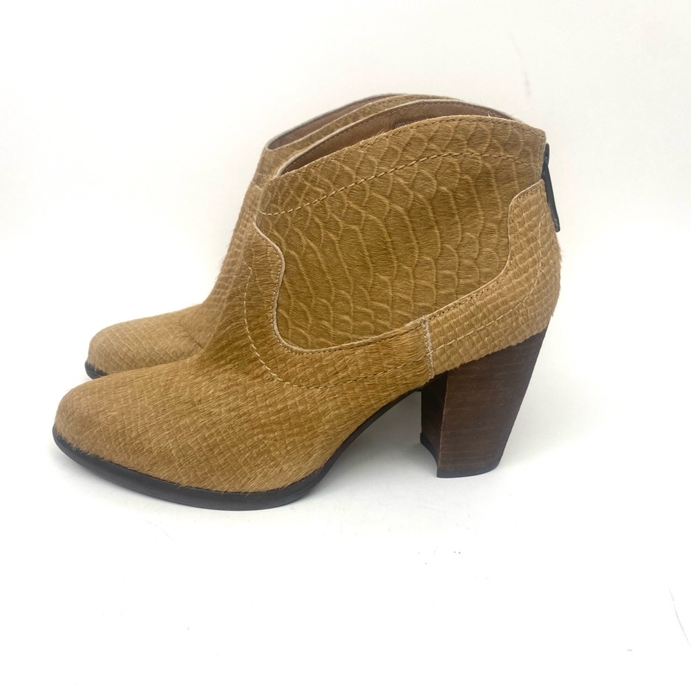 UGG Charlotte Brown Calf Hair Snakeskin Embossed Ankle Boots Size 7